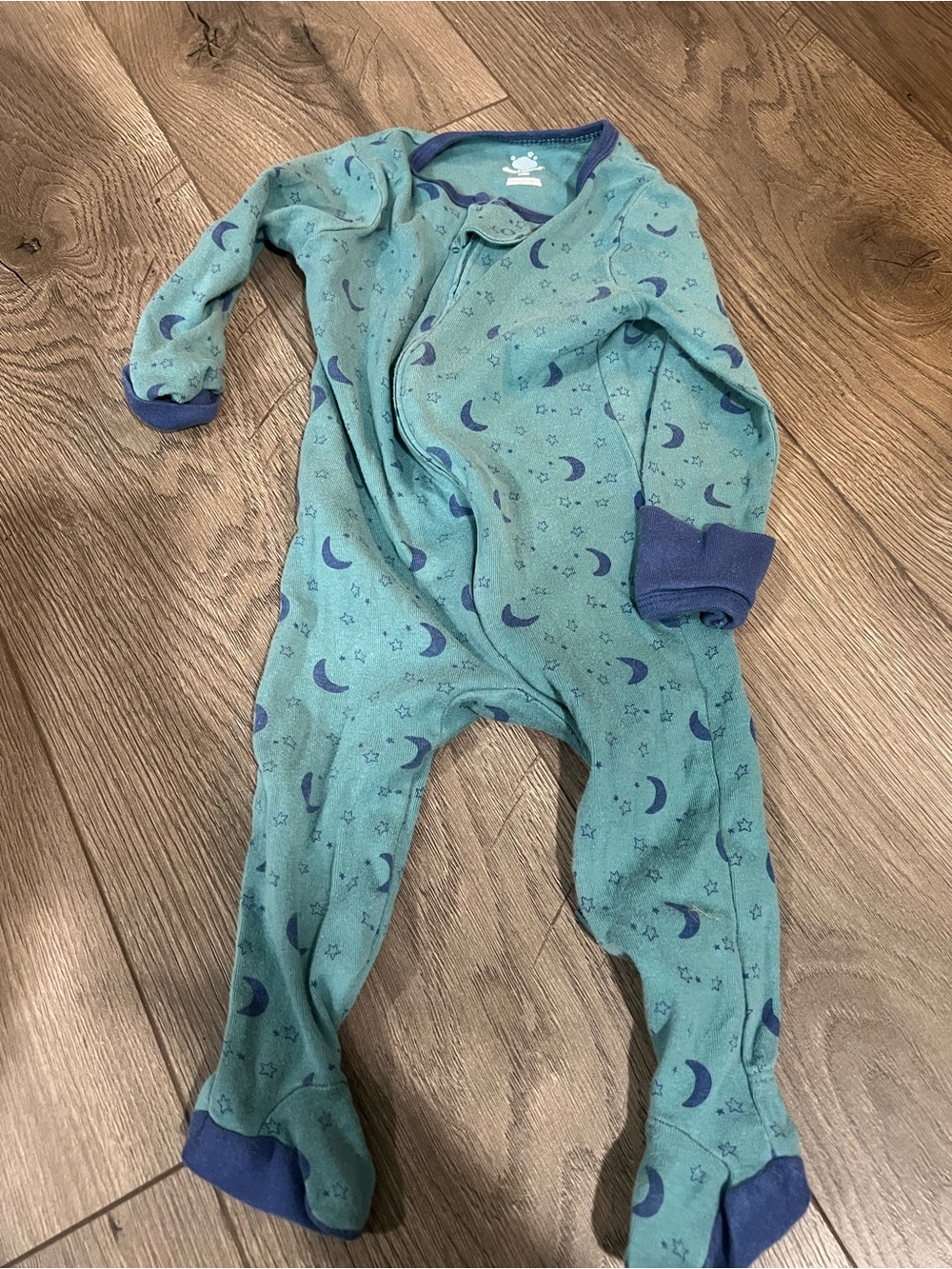 cloud island Teal Moon & Star Footed One-Piece